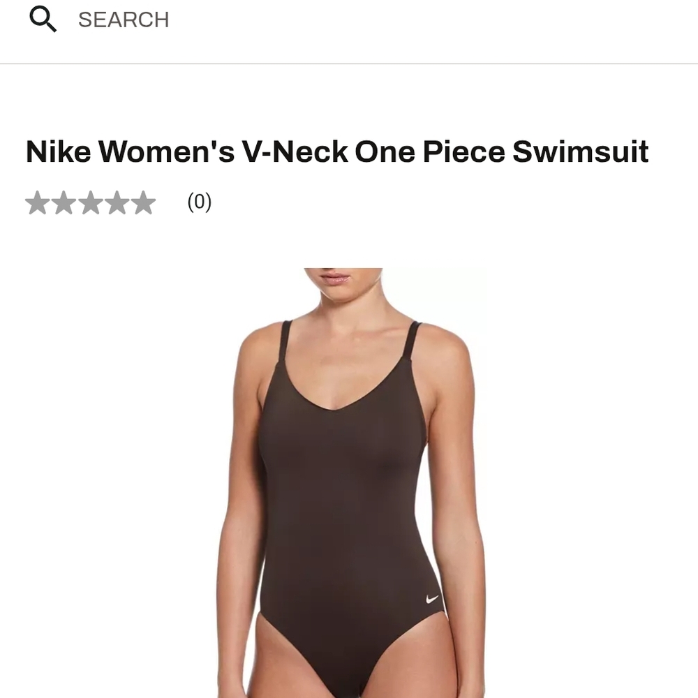 ♥️Nike Women's Essential V-Neck One-Piece swimsuit in baroque brown. #3 Flawed M